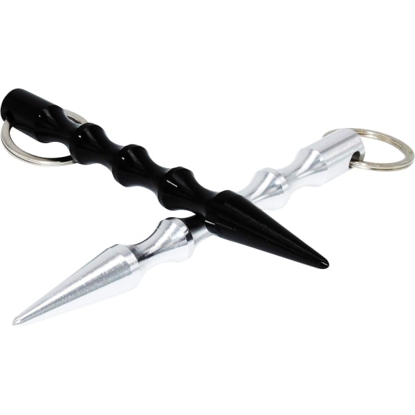 Anti-wolf key stick spetsad taktisk självförsvarspenna (silver + svart) Silver + Black
