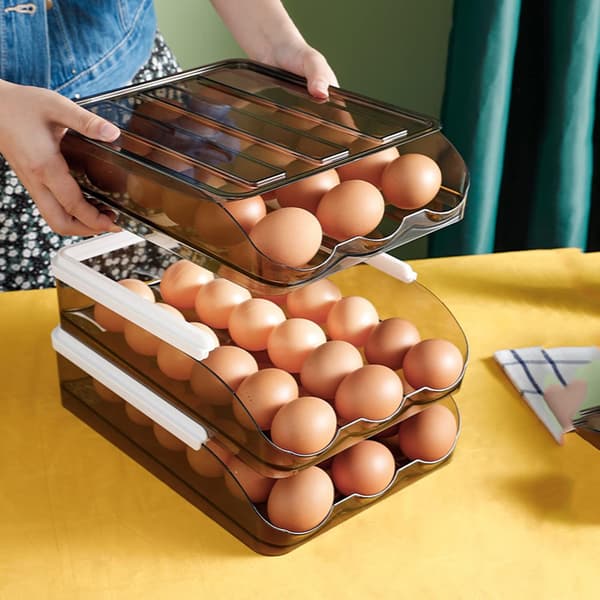 Eggoppbevaringsstativ Eggoppbevaringsboks Selvrullende Eggekartong Rommer 18 Egg