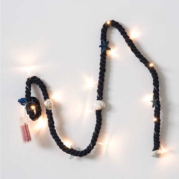 LED-skal-fe-ljus, 15 LED-lampor, sjöstjärneskal, havsbatteridriven, 1,5 m (mörkblå bomullssnöre) red