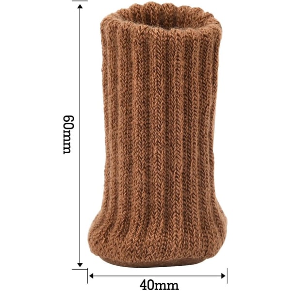 24 st möbelstrumpor, halkfria stickade möbelbenstrumpor med hög elasticitet, golvskydd (brun) brown