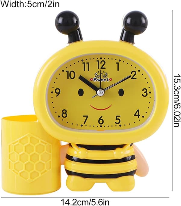 Analog reseväckarklocka Liten barnklocka Sängklocka för sovrum Vardagsrum Kontor, Gul yellow