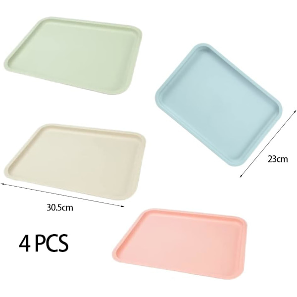 4 st plastbrickor rektangulär te rektangel snabb cateringbrickor (4 färger)