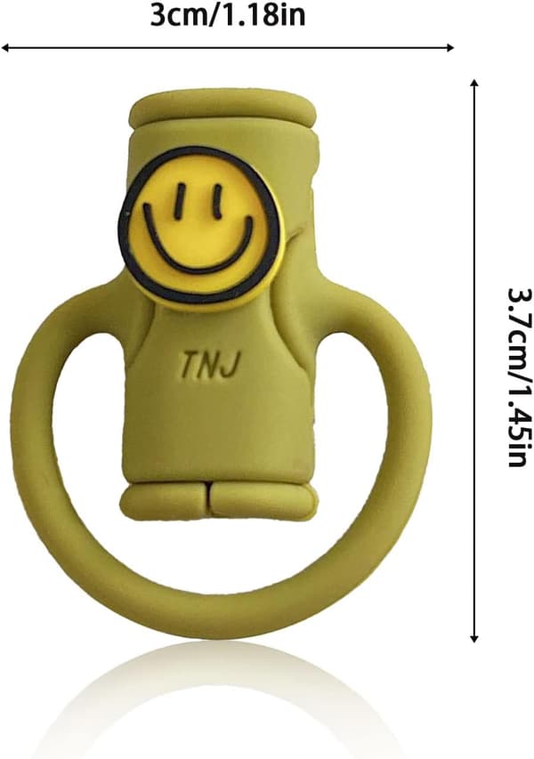 2-i-1 Datakabelbeskyttelse, Sød Silikone Datakabelopruller, Universal Mini Data (Smil Grøn) color 2