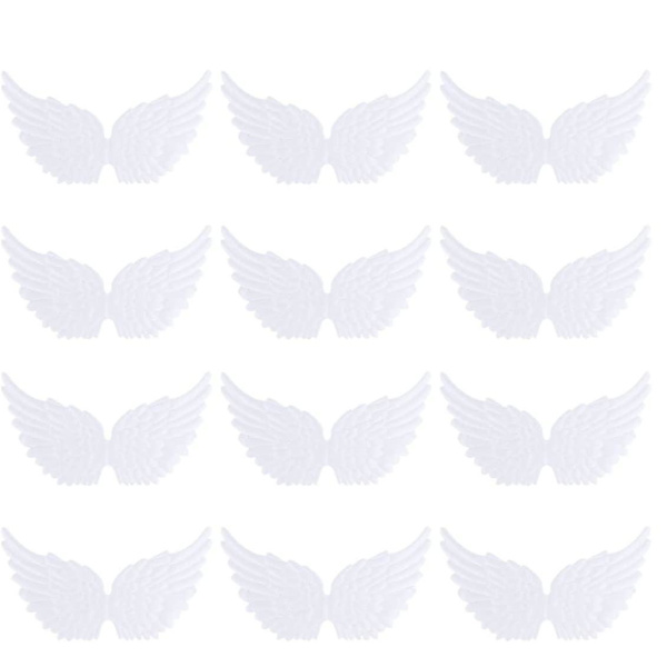 3D-vingar lappkläder dekal 13,5 cm DIY-hantverksdekoration (vit) 12 stycken White