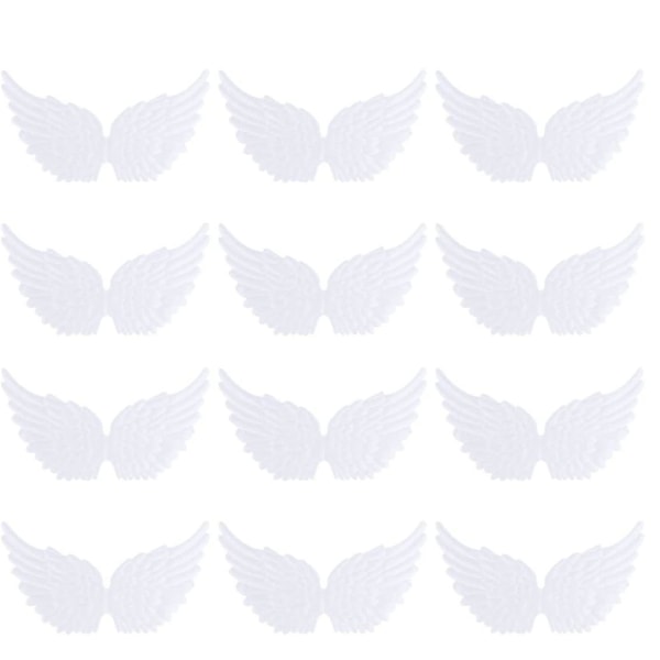 3D Wings Patch kläddekor 13,5 cm Gör-det-själv-pyntdekoration (vit) 12 delar White