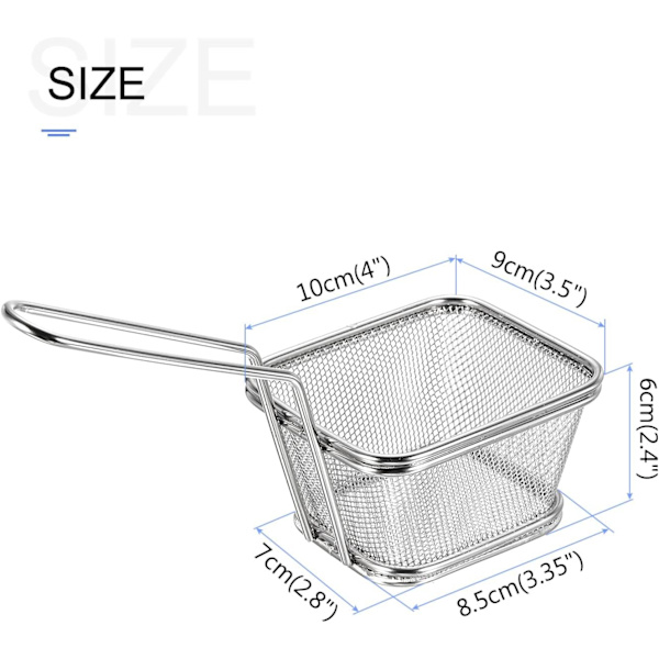 Rostfritt stål Air Fryer korg (4\" x 3,5\"), Rektangel Chips Mesh korg Non-stick Air Fryer bakplåt