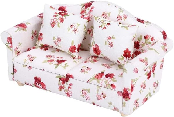 Dukkehus 1:12 Blomstermønster Mini Møbler Kjærestesofa (Stil B)