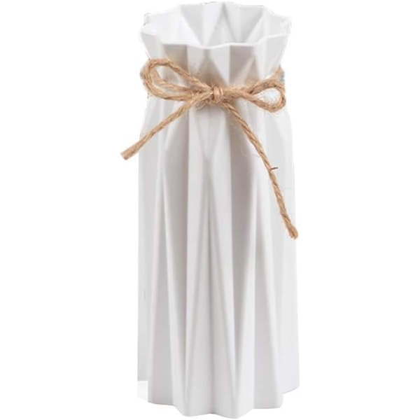 Geometrisk plastvas imitation keramik blomma växt vas liten bordsskiva vas 18cm(vit) White