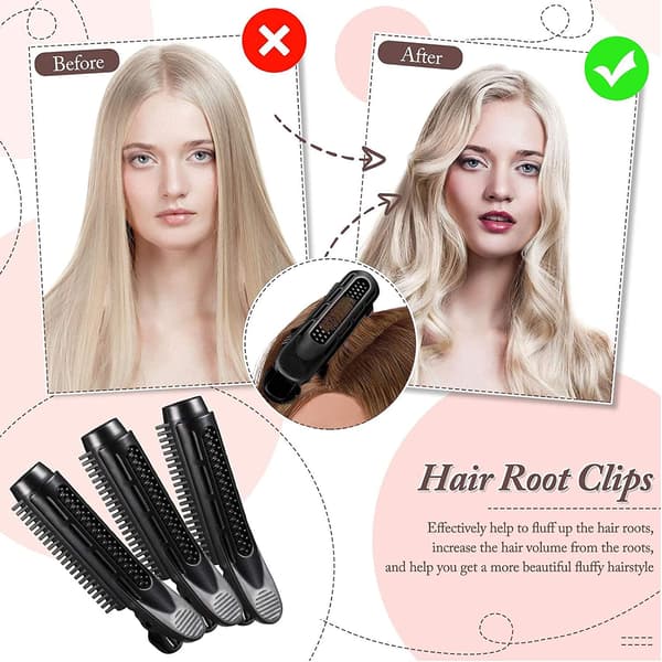 10,5 cm Hår Air Bangs Rulle Fluffy Hårklemme Dame Hår Tilbehør (Sort) 6 Stk Black
