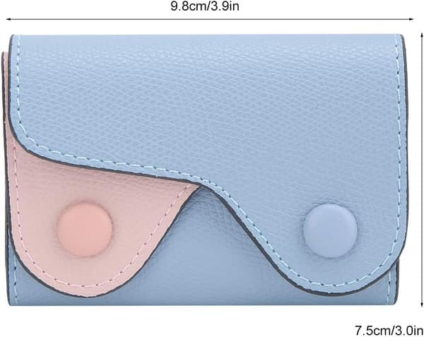 PU-läderplånbok, Mini bärbar korthållare Pengaclips Plånbok RFID-blockerande säkerhetsplånbok（blå） blue