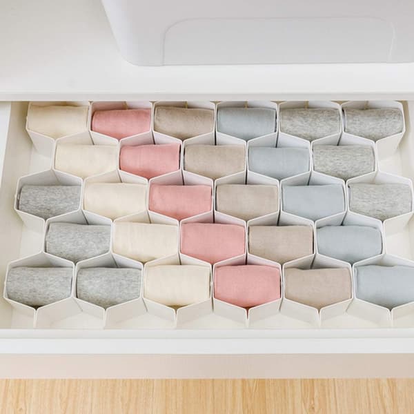 Skuffeavdeler Organizer 8 Deler DIY Plastgitter Bikube (Hvit) White