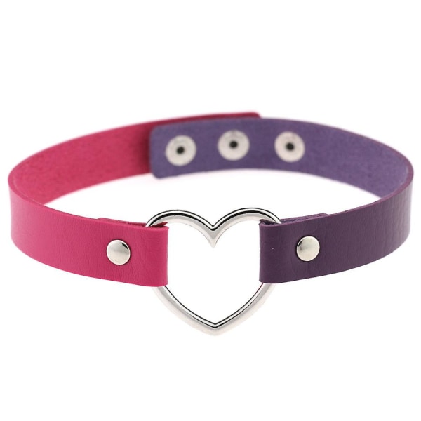 Flickor Älskar Hjärta Halsband Dubbel Färg PU Läder Krage Punk Halsband Halsband color 4