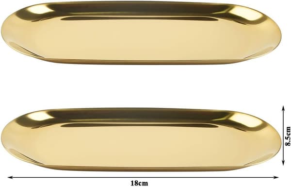 Bordplade rustfrit stål oval smykkebakke 18X8,5cm (guld) 2 stk.