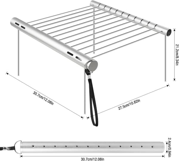 Campinggrill i rustfritt stål, sammenleggbar, bærbar kullgrill, minigrill 31 x 3 x 3 cm
