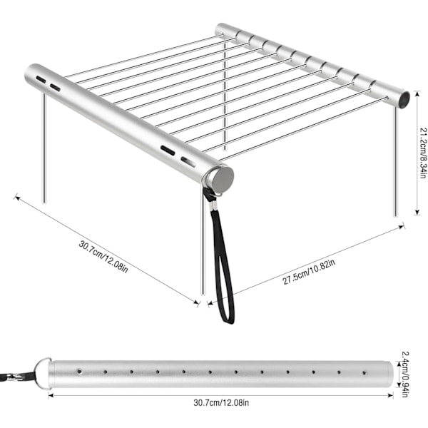 Rostfritt stål campinggrill, hopfällbar, bärbar kolgrill, grill, avtagbar minigrill