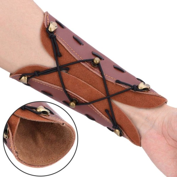 Arm Guard Läder Antik Bracer Armband för Bågskytte Skyddsutrustning