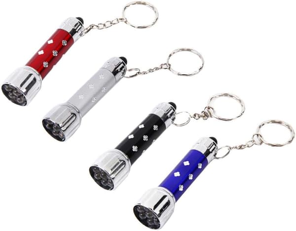 Bærbar LED aluminiumslegering Mini Lommelygte Nøglering (Tilfældig farve) 8 Stykker