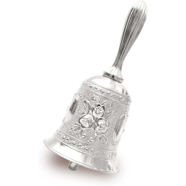 Handklocka Metall Middagsklocka Bröllopsklockor för restaurangservice Kyrkolarm (silver) Silver