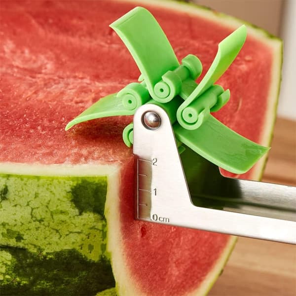Vannmelonkutter med vindmølle, vannmelon skjæreverktøy, vannmelon rullekutter for terninger