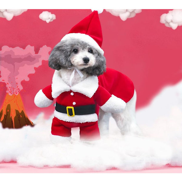 Hundtröja Juldräkt Hund Cosplay Varma Kläder (Röda Kläder + Hatt, L) red l