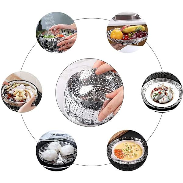 Rostfritt hopfällbart teleskopiskt lotusfruktfat (silver)