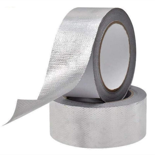 2\" Glasfiberduk Tejp Rulle, 65 Yards Självhäftande Silver Kanal Värme Reflekterande Tejp, Isolering Resistent Hög Temperatur Tejp