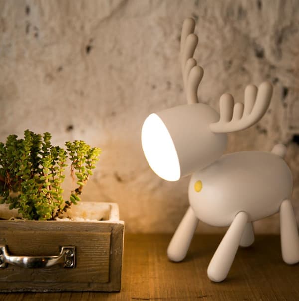 Jul älg led bordslampa silikon nattlampa, Vit