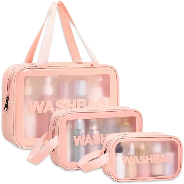3-delad vattentät kosmetisk väska Transparent set Bärbar kosmetisk väska set