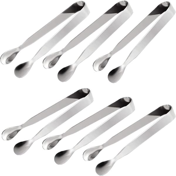 6 stk. mini sukkertang i rustfrit stål, istang, lille serveringstang, multifunktionel