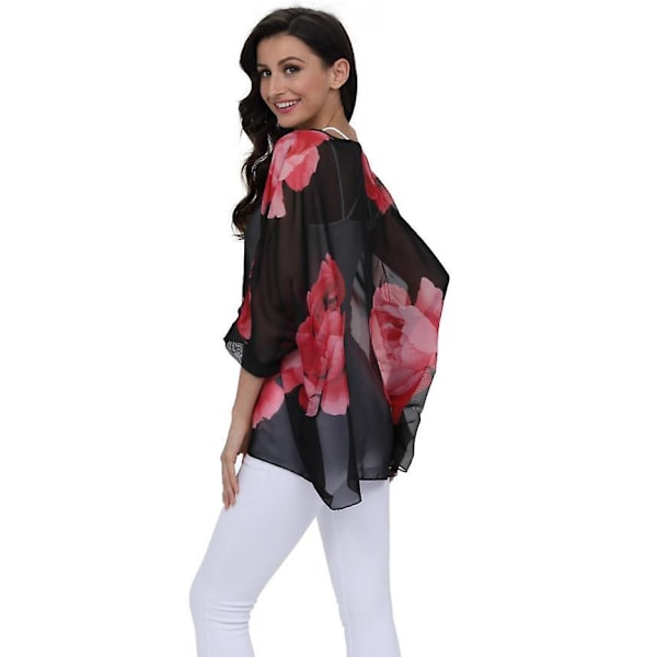Kvinnors Chiffon Bohemisk Solskydd Strandkläder Bikini Cover Ups red