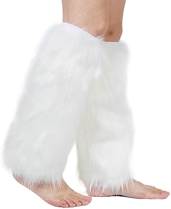 Plys benvarmer, med elastik, fluffy, smart, karneval, Halloween, udklædning, tilbehør