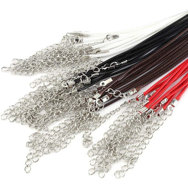 10 st vaxade repband halsband flätade konstläder rep DIY smyckestillverkare (svart)