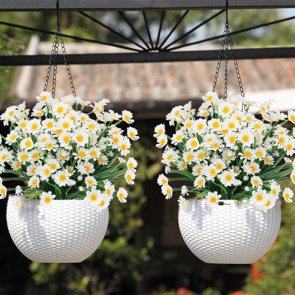 Simulerad växt Daisy konstgjord blomma Hem blomma dekorationer (vit) 8 stycken White