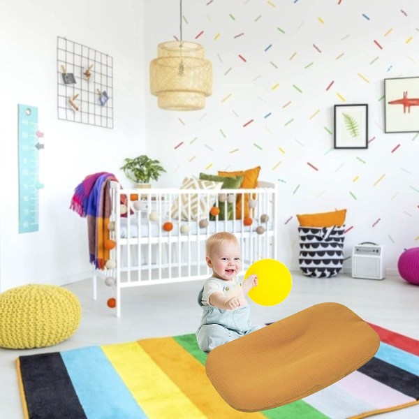 Återanvändbart bomullsskydd för spjälsängslakan för småbarnsvagga, babysäng, reskudde (gul) Yellow