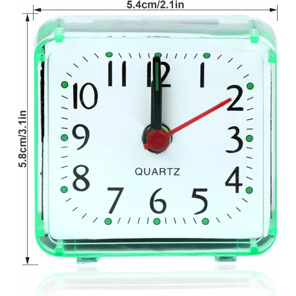Mini väckarklocka bärbar fyrkantig analog kvarts pipklocka liten bordsklocka för sovrum