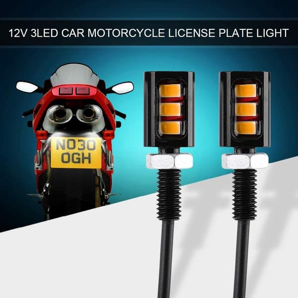 Nummerpladelys, 12V Universal LED Nummerpladelys, Skruebolt LED Pærer, 1 par (Gul) Yellow