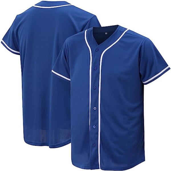 Basebolltröja för män och kvinnor, basebolltröjor för skjorta med knapptryckning, Hipster-hiphop-sportuniformer blue S