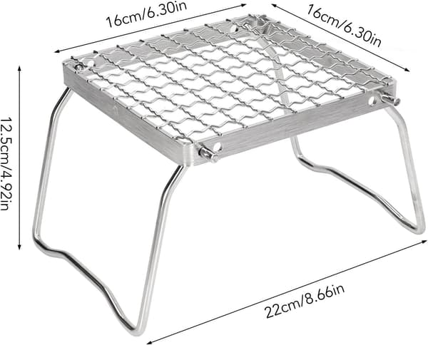 Bærbar bålgrill Mini sammenklappelig grillrist i rustfrit stål campinggrill til udendørs brug