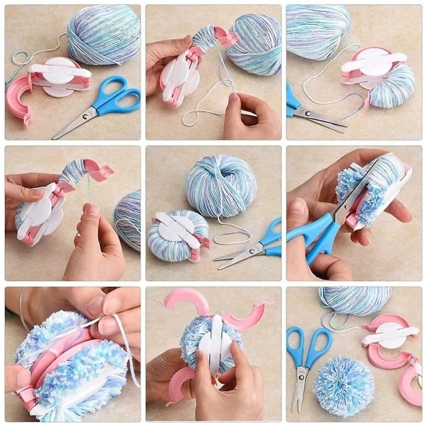 Maker Fluff Boule Diy Nålhantverk Verktygssats, 8 st 4 storlekar essentiell Pompom Maker