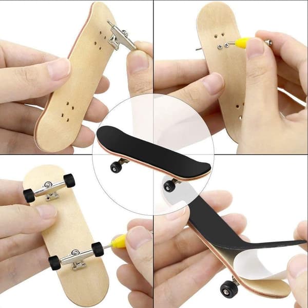 Finger Skateboards med Professionel Mini Legering, Komplet Træ Maple Deck og Æske - Sort Black