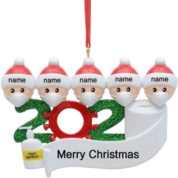 Julgran personligt gör-det-själv-dekorerande toalettpappershänge Kreativ present till familjen (Familjen på 5)