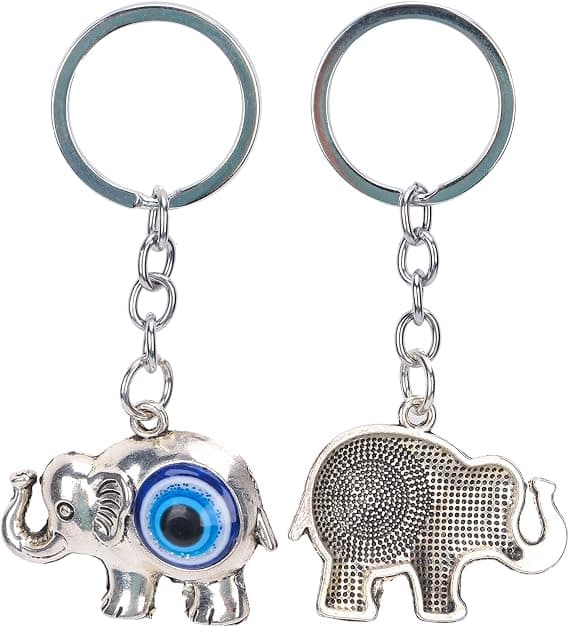 Blå Evil Eye Nøglering, Lykke Elefant Nøglering, Lykke Nøgle Vedhæng Elefant Charm