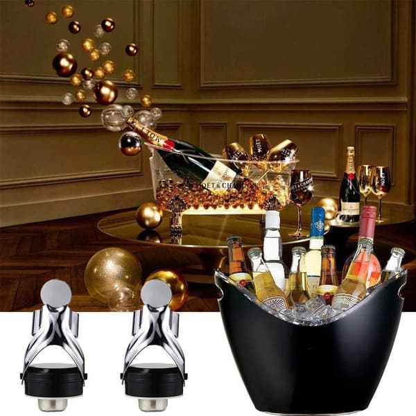 2 stk. vinprop i rustfrit stål, champagne- og mousserende vinprop, vakuumforseglet champagne-prop
