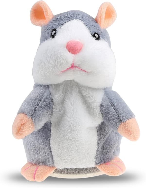 Puhuva hamsteripehmolelu, toistaa sanomasi hauska lasten pehmolelu, harmaa