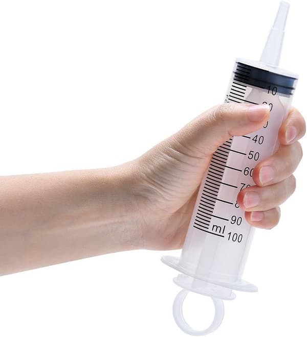 3 stk 100 ml stor plastsprøyte for væskepåfylling med unikt ringhåndtak
