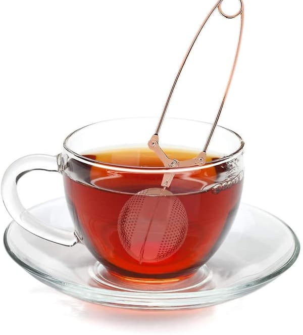 Rostfritt stål tesil, bärbar infuser mesh teboll (roséguld)