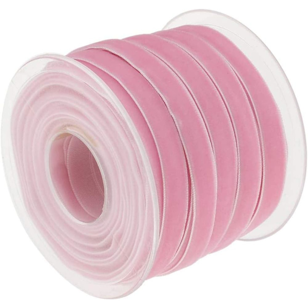 20 meter 10mm bred sammetsband rulle för hantverksdekoration - Rosa Pink