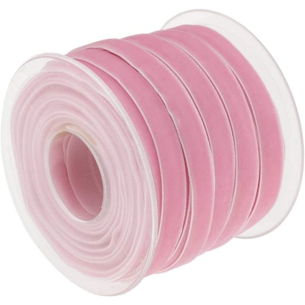 20 Yard 10 mm bred sammetsbandrulle för hantverksdekoration - Rosa Pink