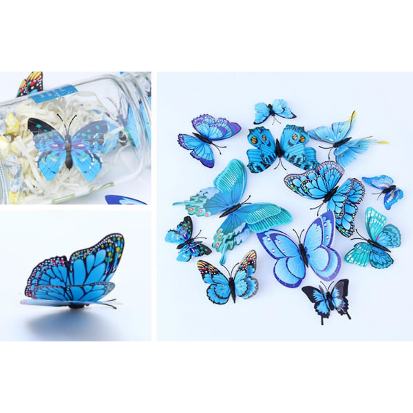 36 st dubbellager 3D fjärilsväggklistermärken Avtagbara väggdekor Fjärilsdekor Color 4