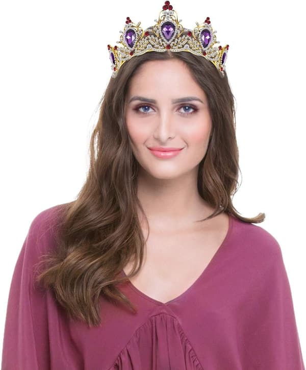 Luksus lilla krystallkrone Rhinestone Tiara og krone brudekrone pannebånd
